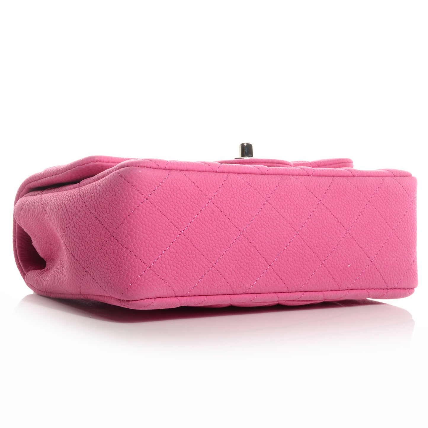 Iridescent Caviar Quilted Mini Flap Pink