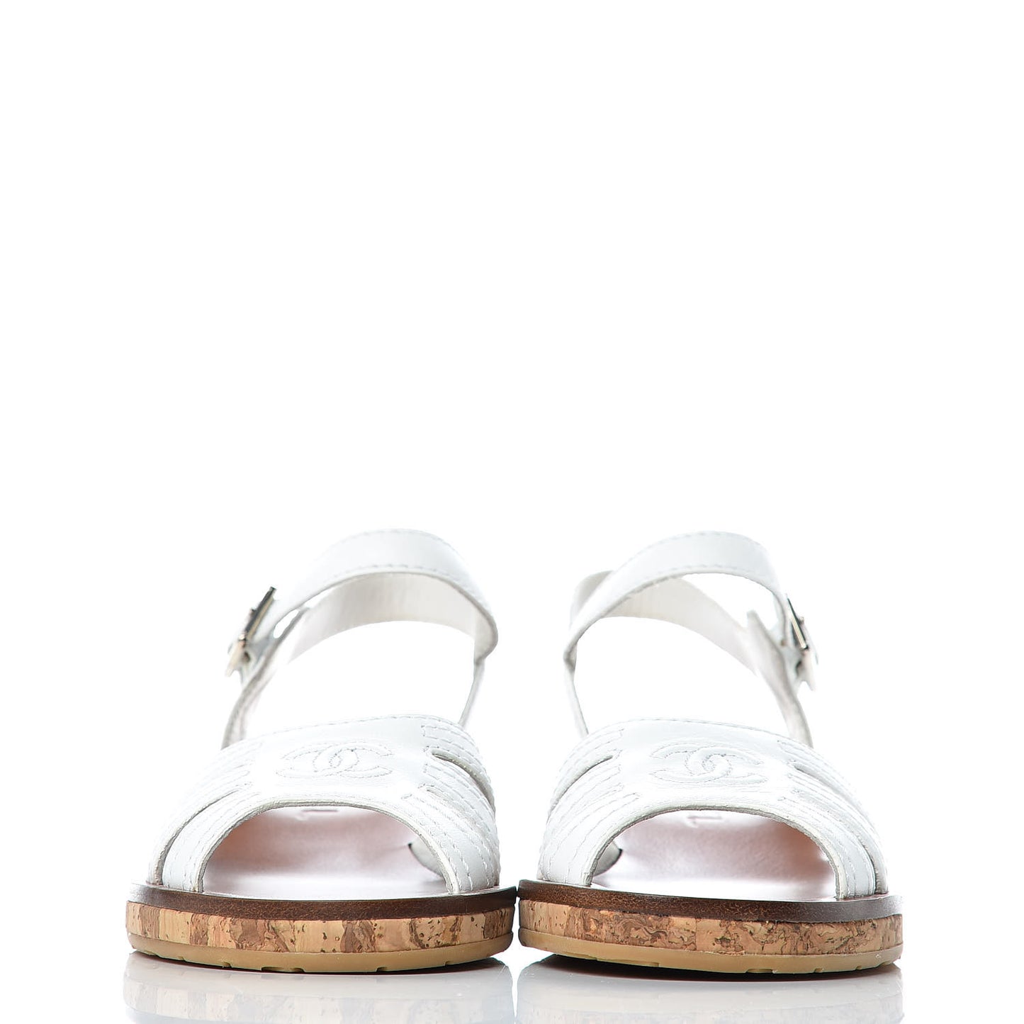 Calfskin Cork CC Sandals 37 White