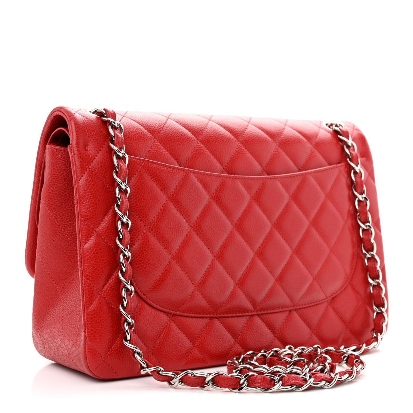 Caviar Quilted Jumbo Double Flap Red
