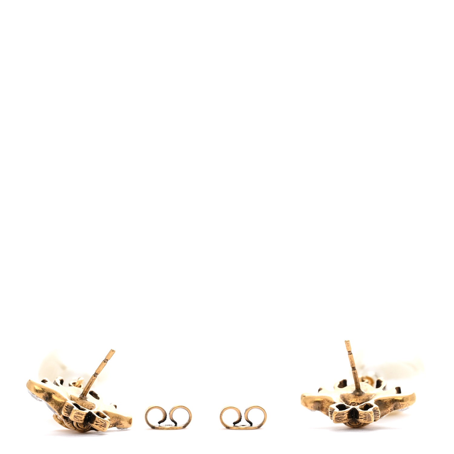 Gucci Crystal Pearl Drop Bee Earrings Gold 3 of 6