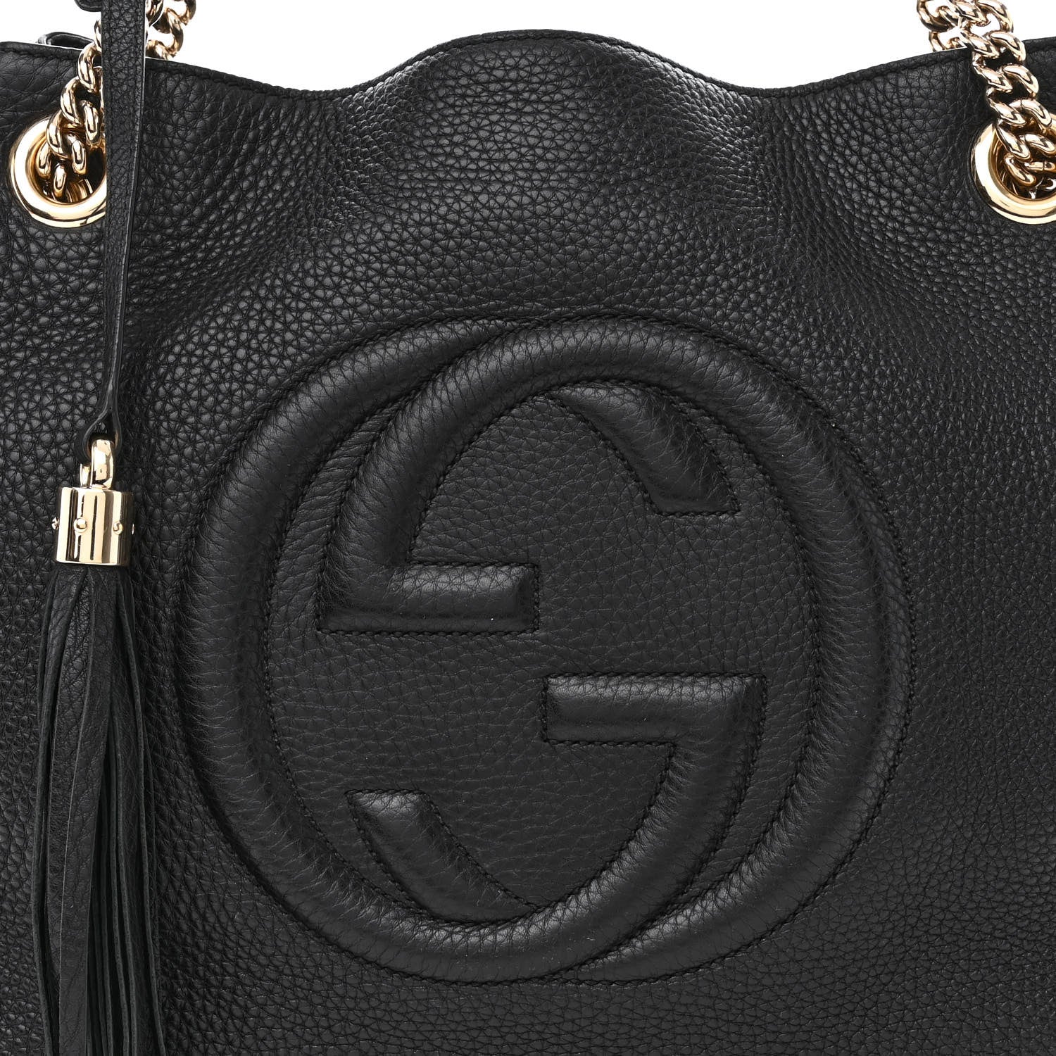 Gucci Pebbled Calfskin Medium Soho Chain Shoulder Bag Black 8 of 12
