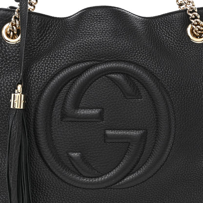 Gucci Pebbled Calfskin Medium Soho Chain Shoulder Bag Black 8 of 12