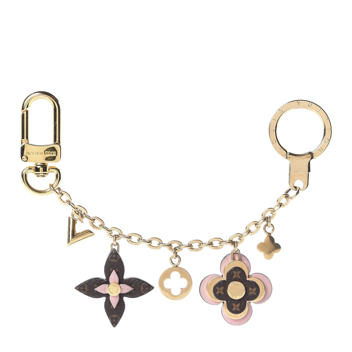 Louis Vuitton Brass Monogram Blooming Flowers Bag Charm Key Holder Rose Ballerine 1 of 5