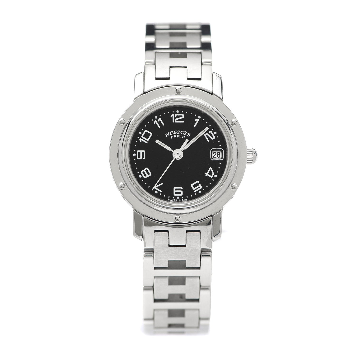 Hermes Stainless Steel 24mm Clipper Quartz Watch Black 1 of 5