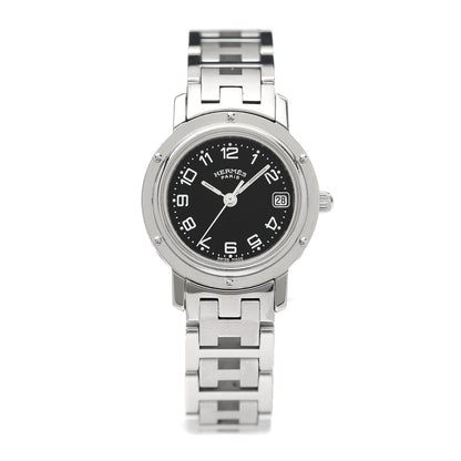 Hermes Stainless Steel 24mm Clipper Quartz Watch Black 1 of 5