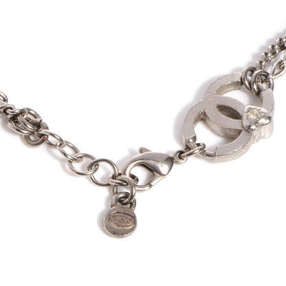 Chanel Crystal Pearl Heart CC Charm Bracelet Silver 4 of 4