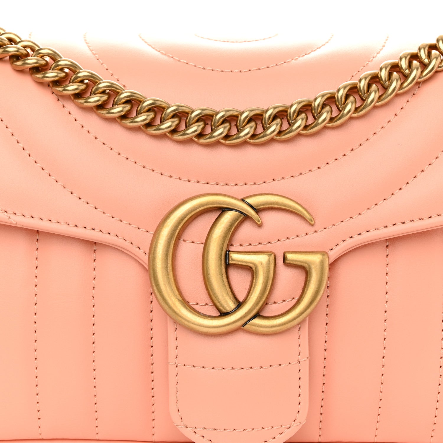Gucci Calfskin Vertical Ring Matelasse Small GG Marmont Shoulder Bag Peachy Chic 8 of 11