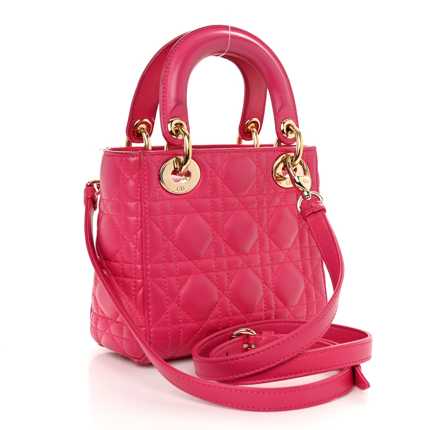Lambskin Cannage Mini Lady Dior Fuchsia