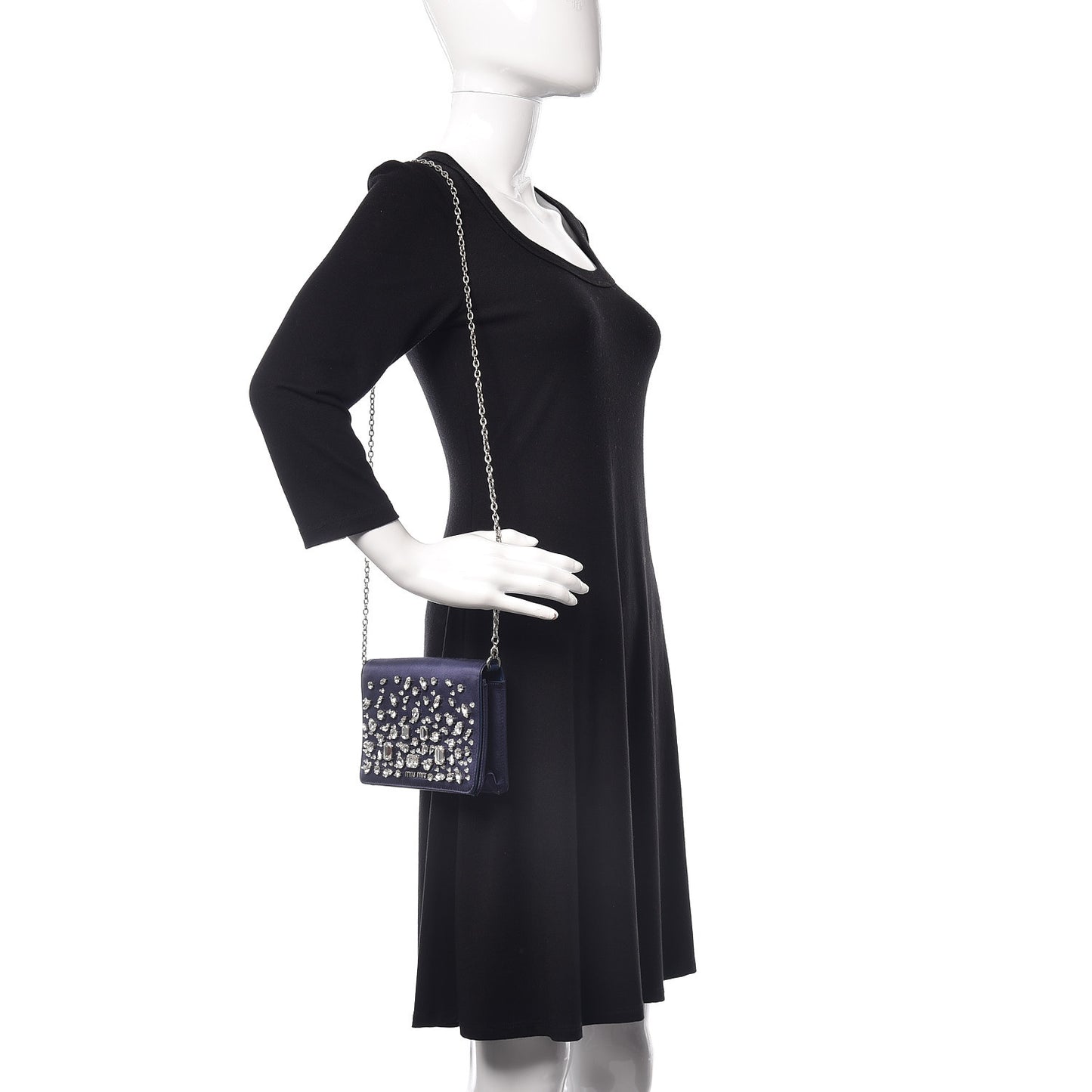 Satin Raso Crystal Embellished Delice Wallet On Chain Baltico