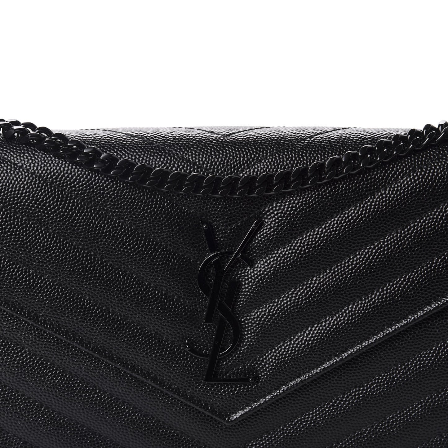 Grain De Poudre Matelasse Chevron Monogram Chain Wallet Black