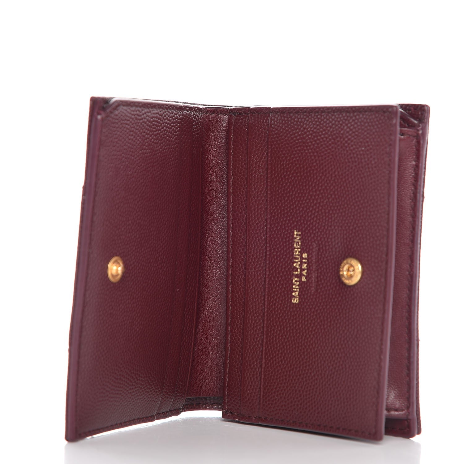 Saint Laurent Grain De Poudre Matelasse Chevron Monogram Card Case Bordeaux 5 of 8
