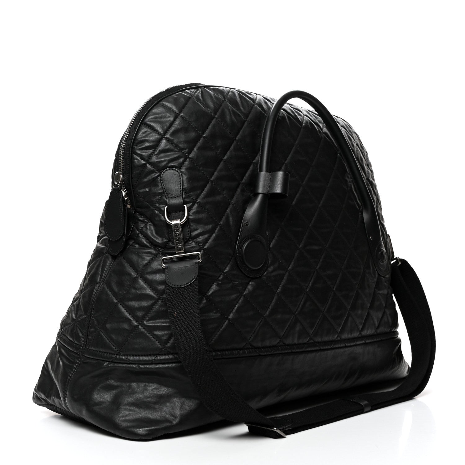 Chanel Coated Canvas Quilted Large Garment Travel Bag Black 2 of 9