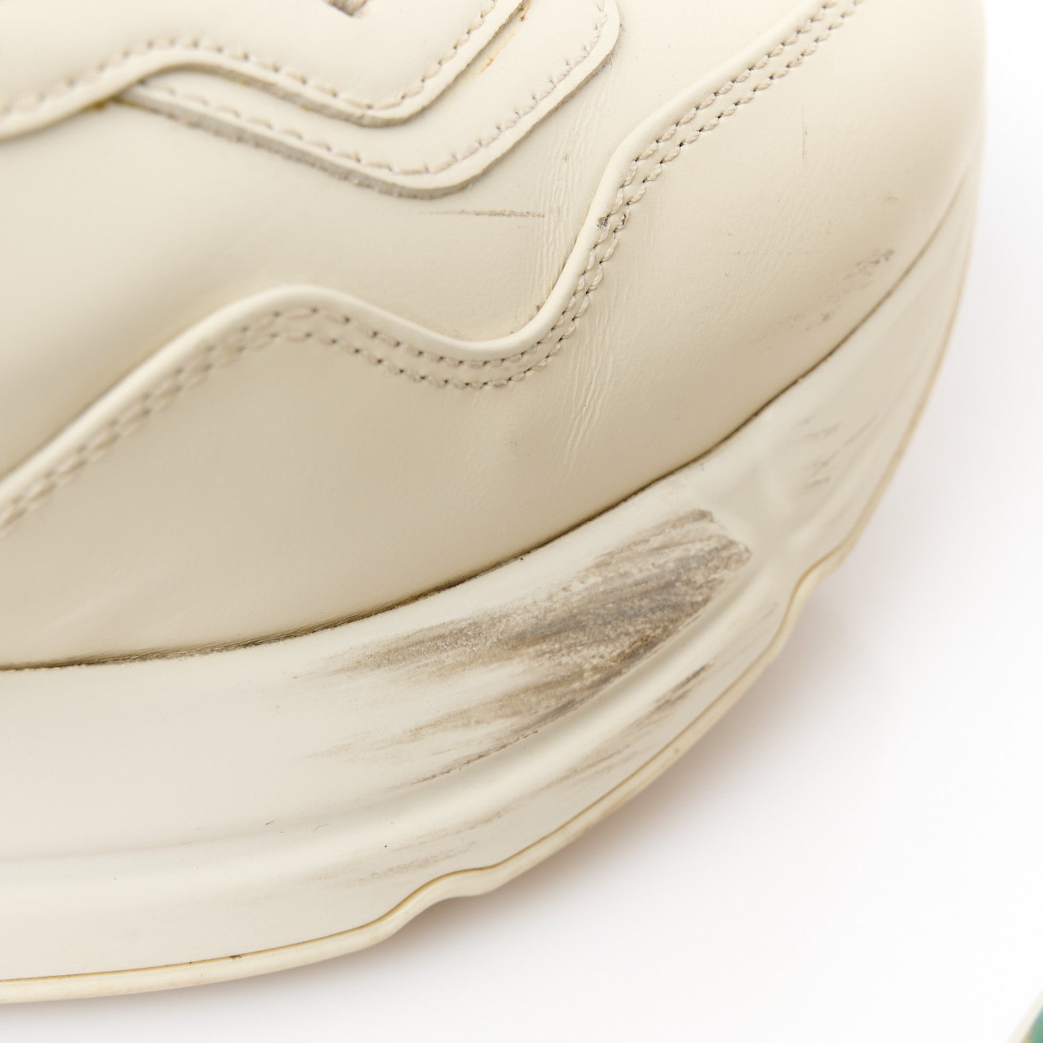 Gucci Calfskin Logo Womens Rhyton Sneakers 38.5 Ivory 9 of 11