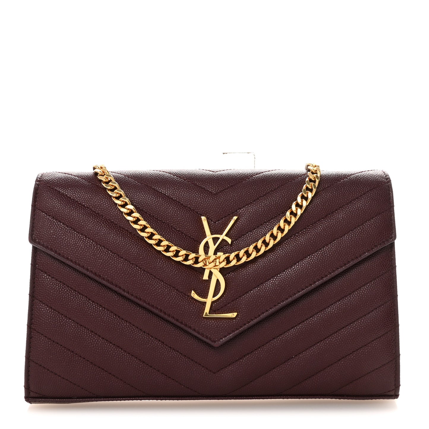 Grain De Poudre Matelasse Chevron Monogram Chain Wallet Rouge Legion