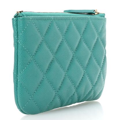 Chanel Caviar Quilted Small Cosmetic Case Turquoise 3 of 8