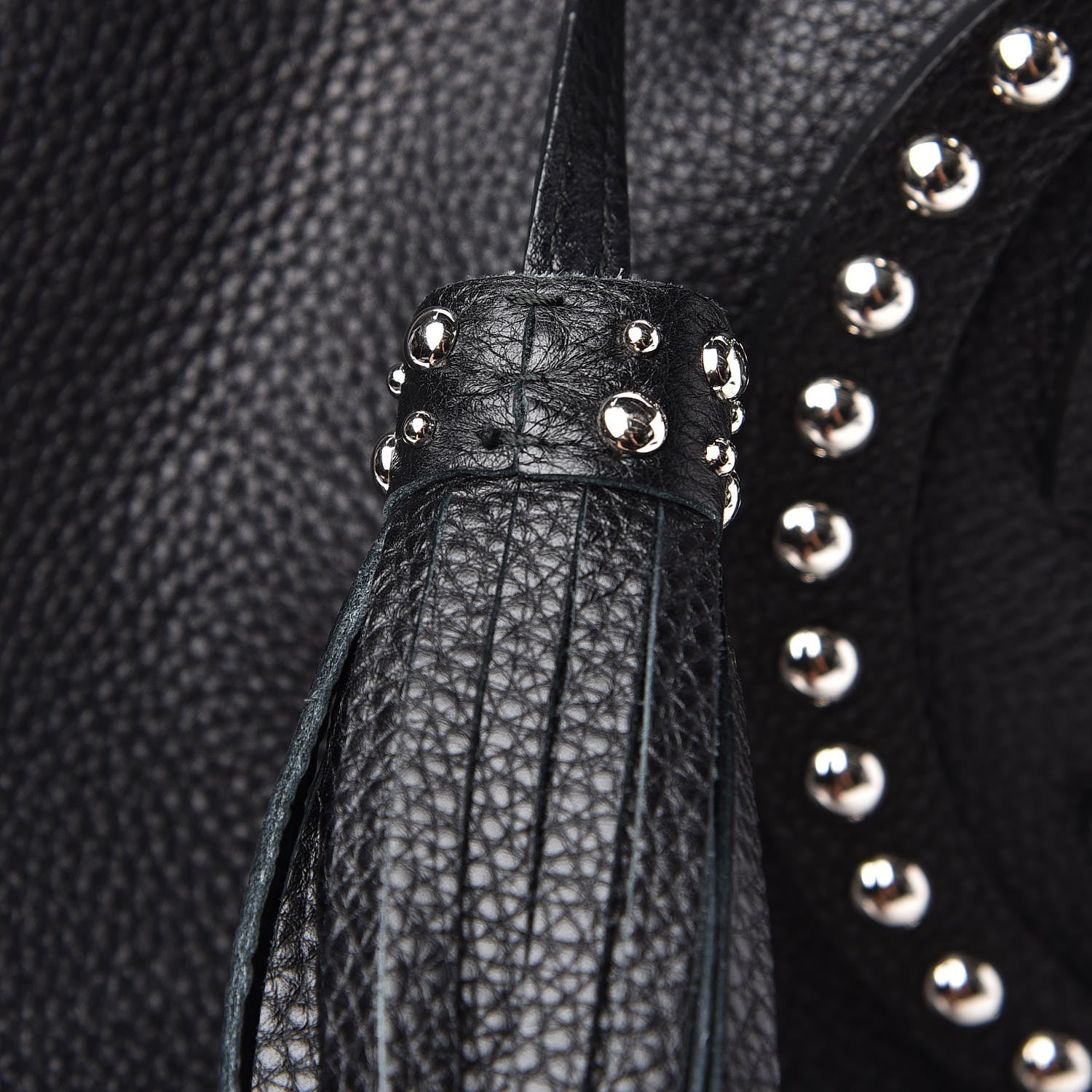 Gucci Pebbled Calfskin Studded Medium Soho Chain Shoulder Bag Black 14 of 14