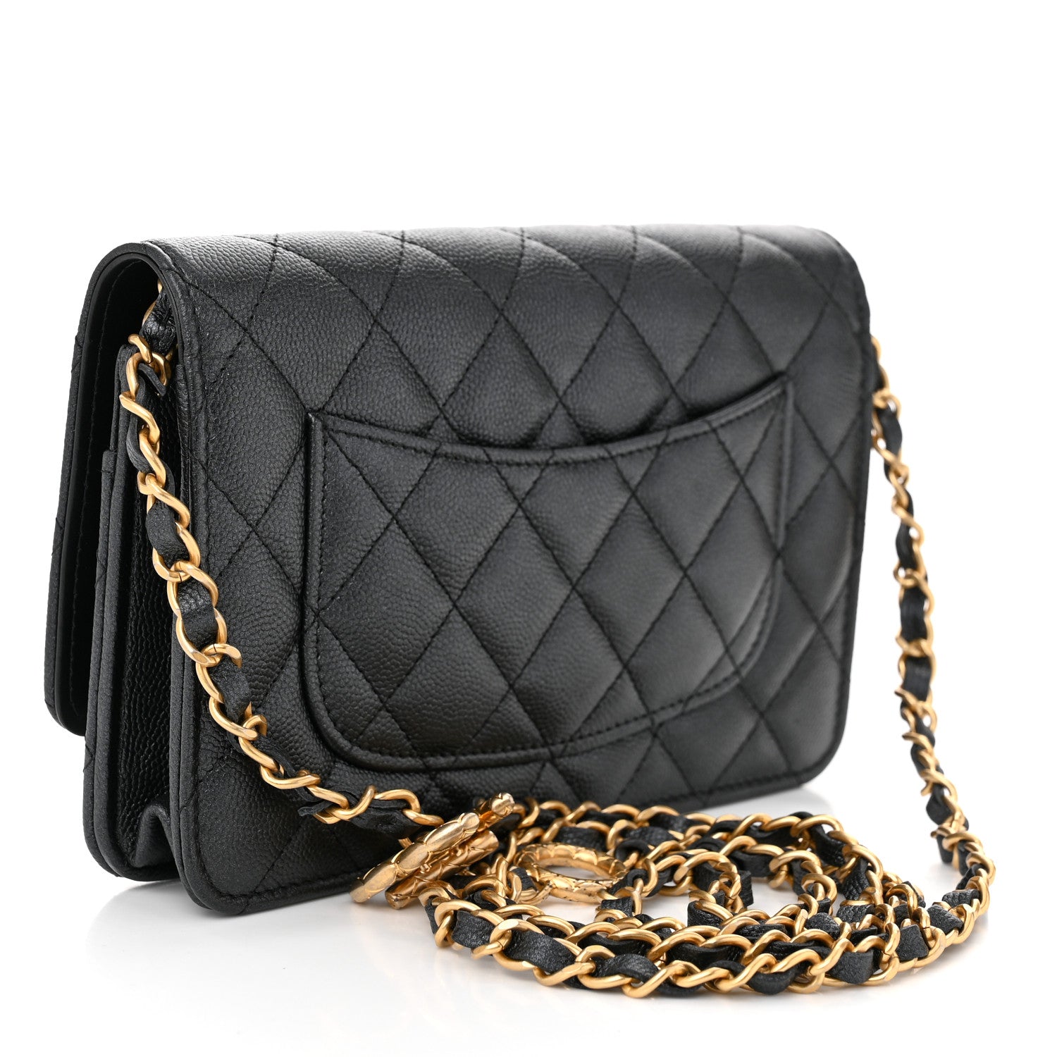 Chanel Pearly Caviar Quilted Fit For You Wallet On Chain WOC Black 3 of 12