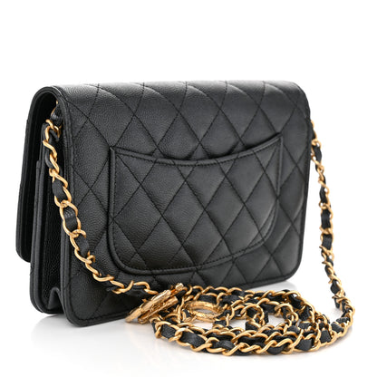 Chanel Pearly Caviar Quilted Fit For You Wallet On Chain WOC Black 3 of 12