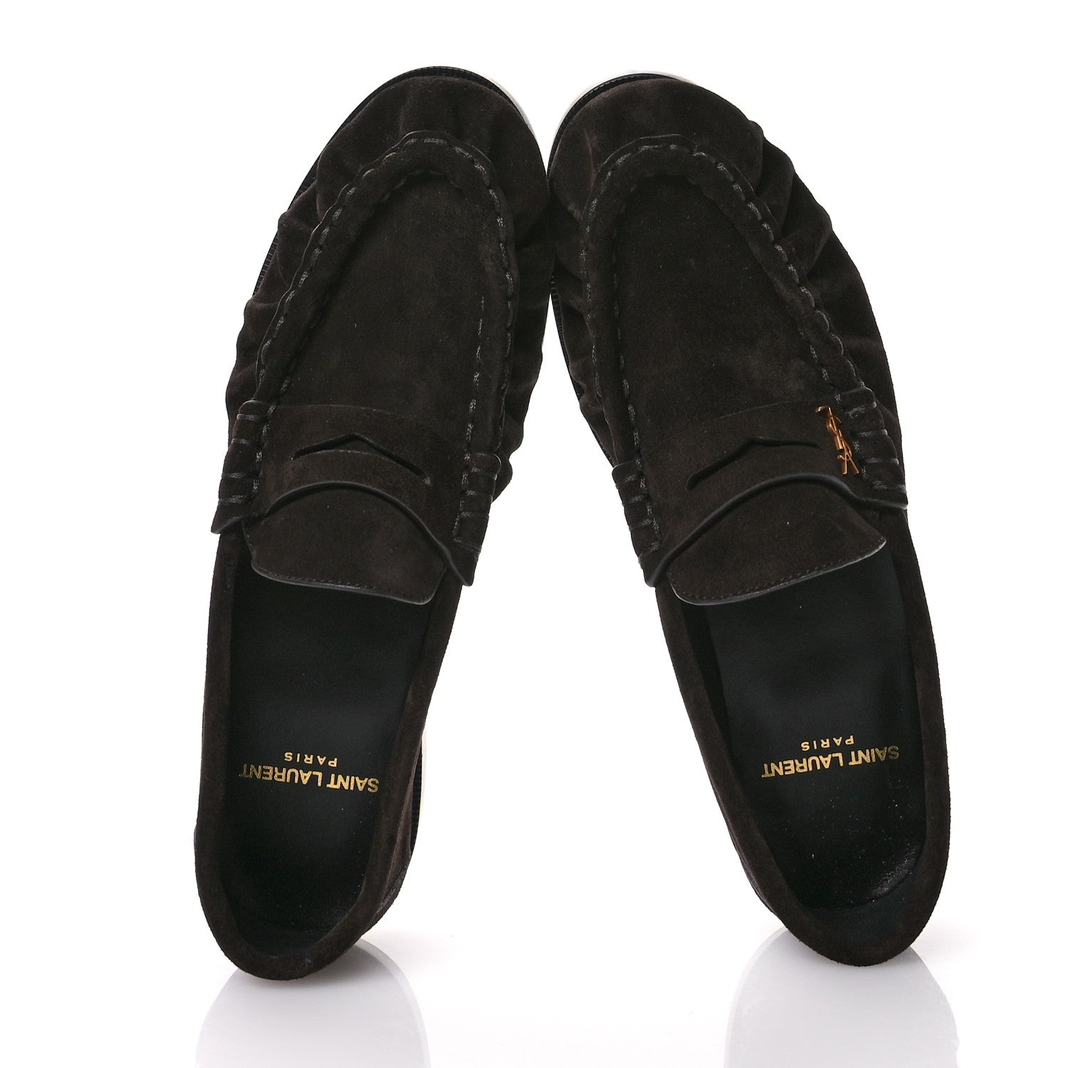 Saint Laurent Suede Le Loafer Penny Slippers 36.5 Dark Chocolate 2 of 9
