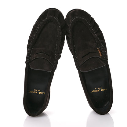 Saint Laurent Suede Le Loafer Penny Slippers 36.5 Dark Chocolate 2 of 9