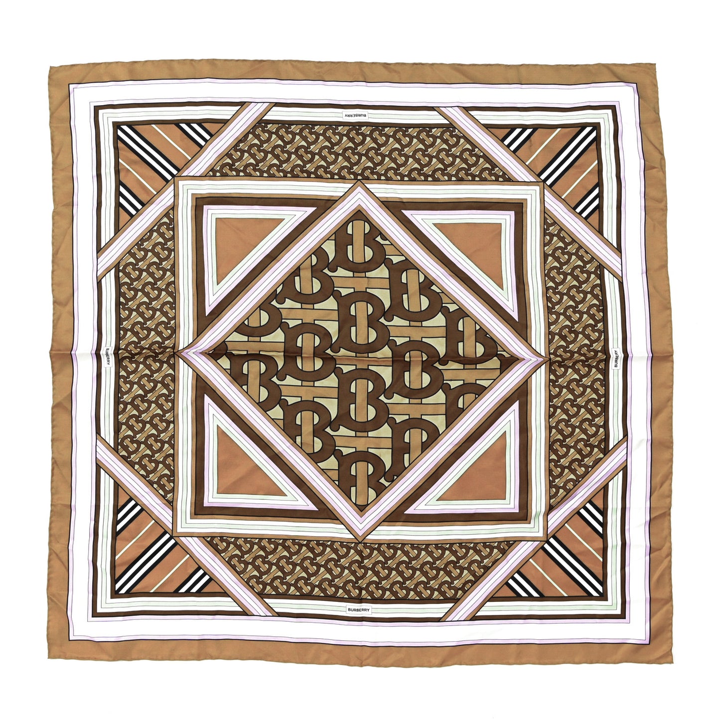 Silk Monogram Print Square Scarf Bridle Brown