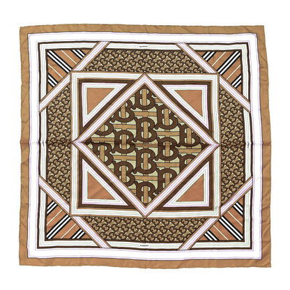 Burberry Silk Monogram Print Square Scarf Bridle Brown 1 of 4