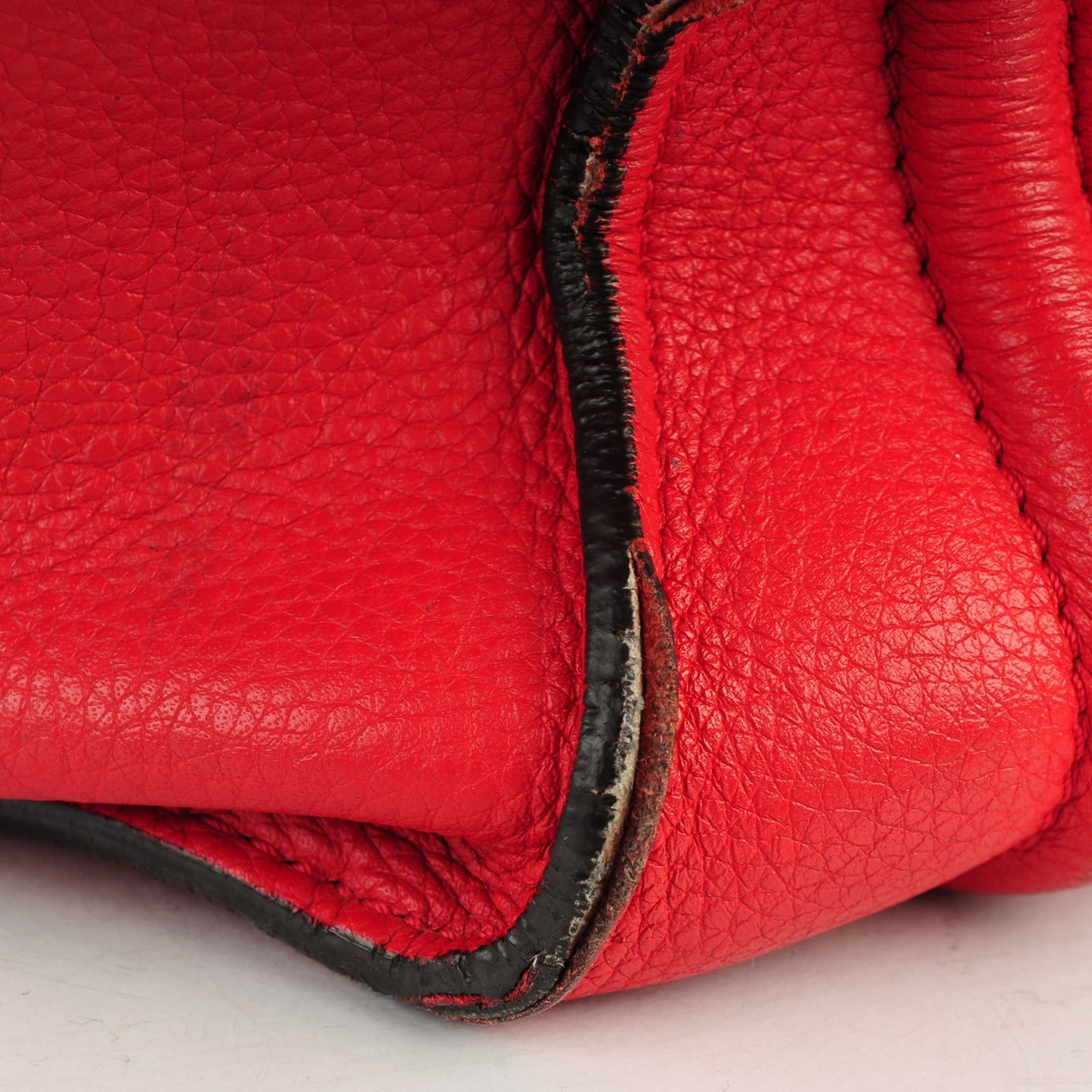 Drummed Calfskin Mini Luggage Coquelicot