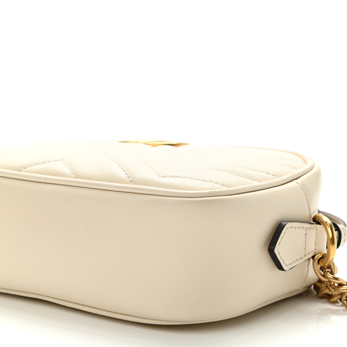 Calfskin Matelasse Mini GG Marmont Chain Shoulder Bag White