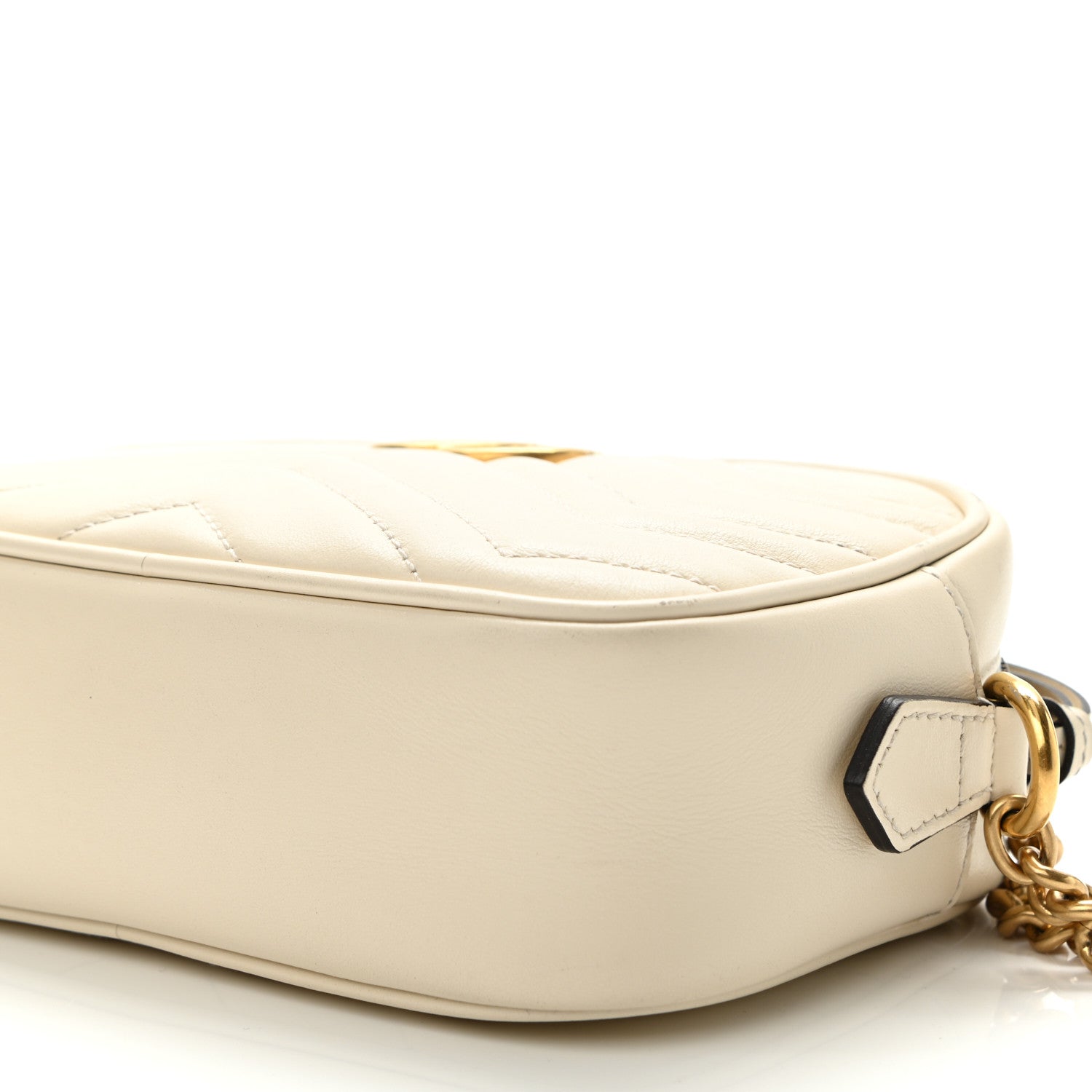 Gucci Calfskin Matelasse Mini GG Marmont Chain Shoulder Bag White 12 of 19