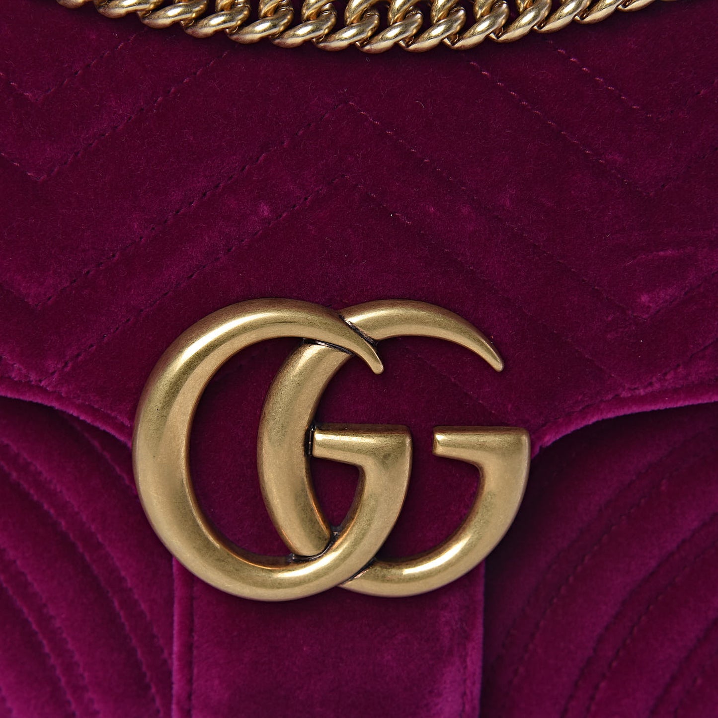 Velvet Matelasse Medium GG Marmont Shoulder Bag Fuchsia Violet Cyclamen