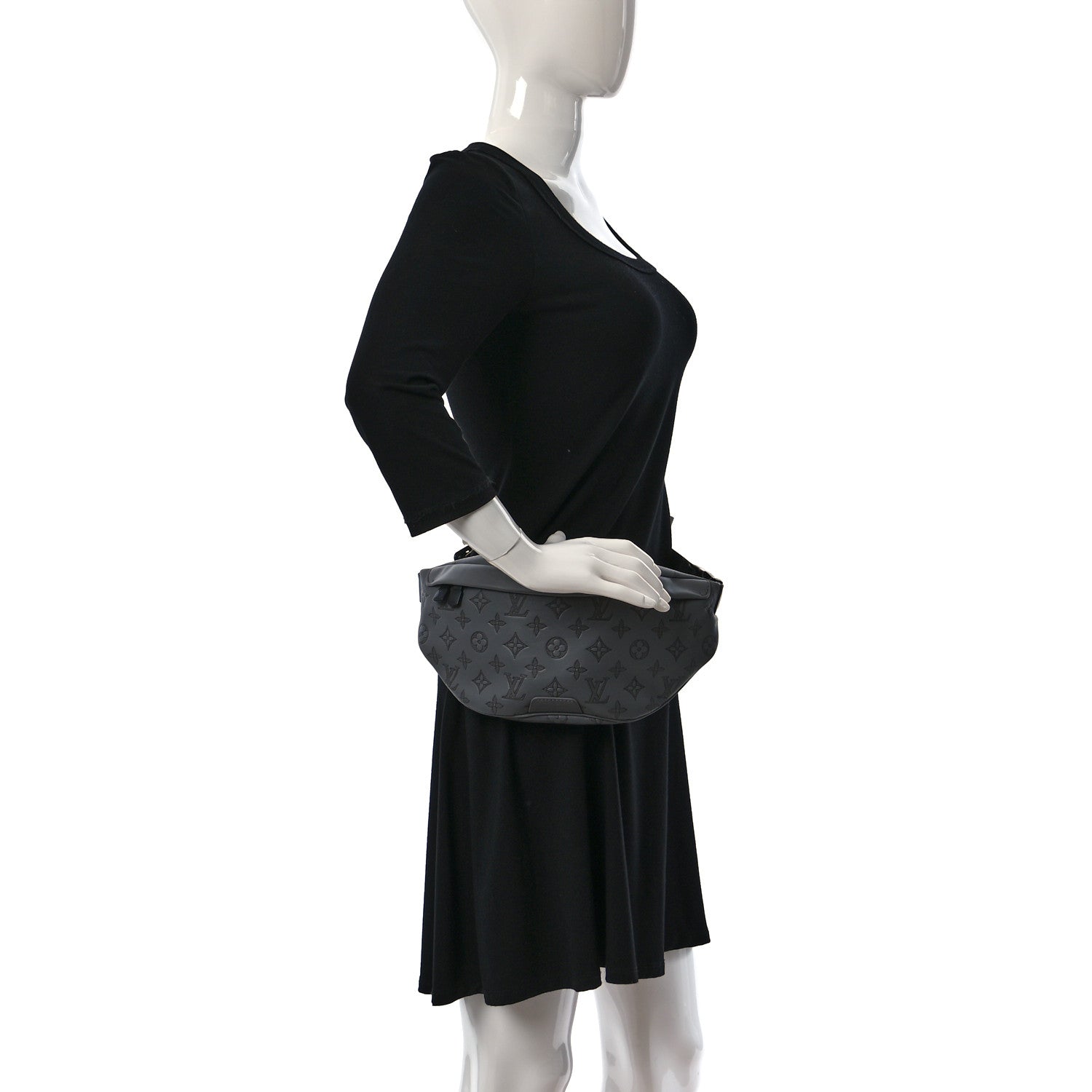 Louis Vuitton Calfskin Monogram Shadow Discovery Bumbag PM Gray 2 of 8