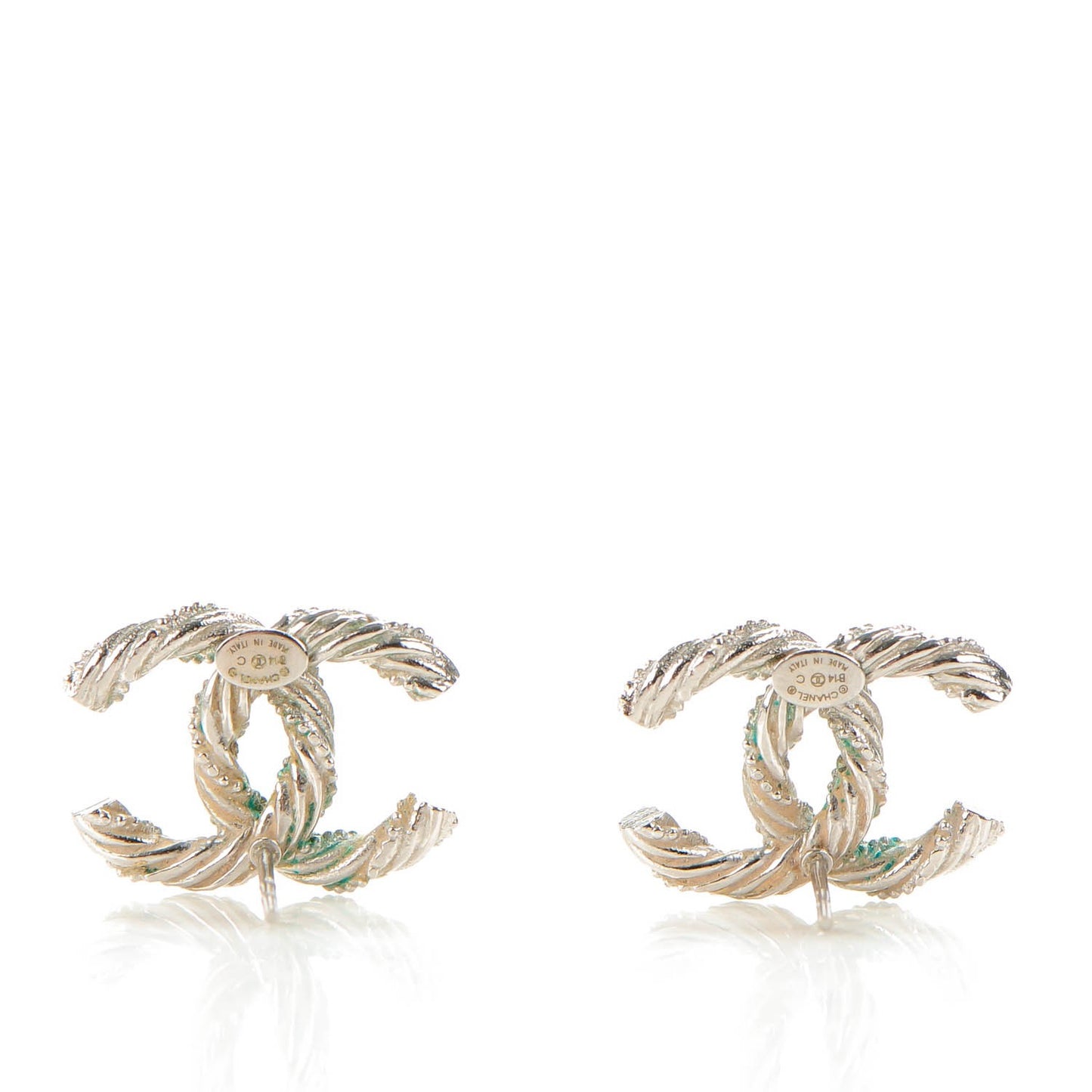 Crystal CC Twisted Earrings Silver