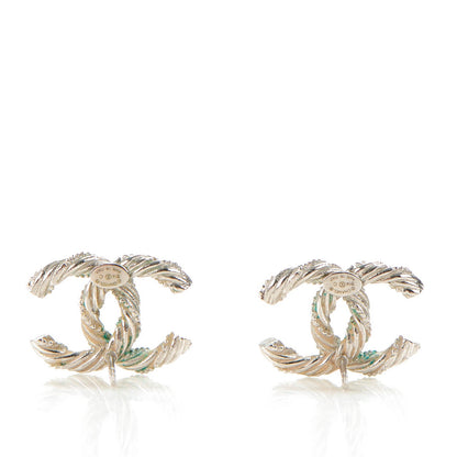 Chanel Crystal CC Twisted Earrings Silver 3 of 5