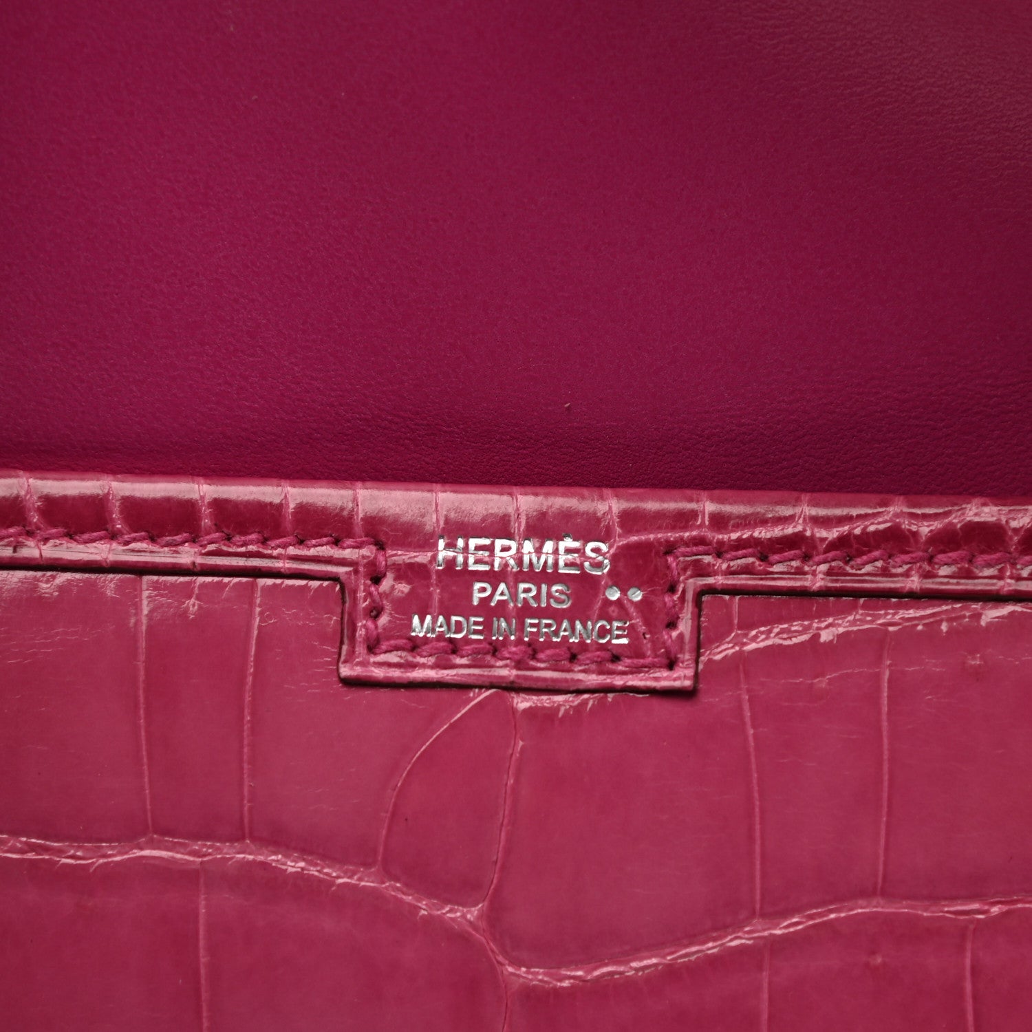 Hermes Shiny Niloticus Crocodile Jige Elan 29 Clutch Rose Tyrien 6 of 7