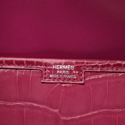 Hermes Shiny Niloticus Crocodile Jige Elan 29 Clutch Rose Tyrien 6 of 7