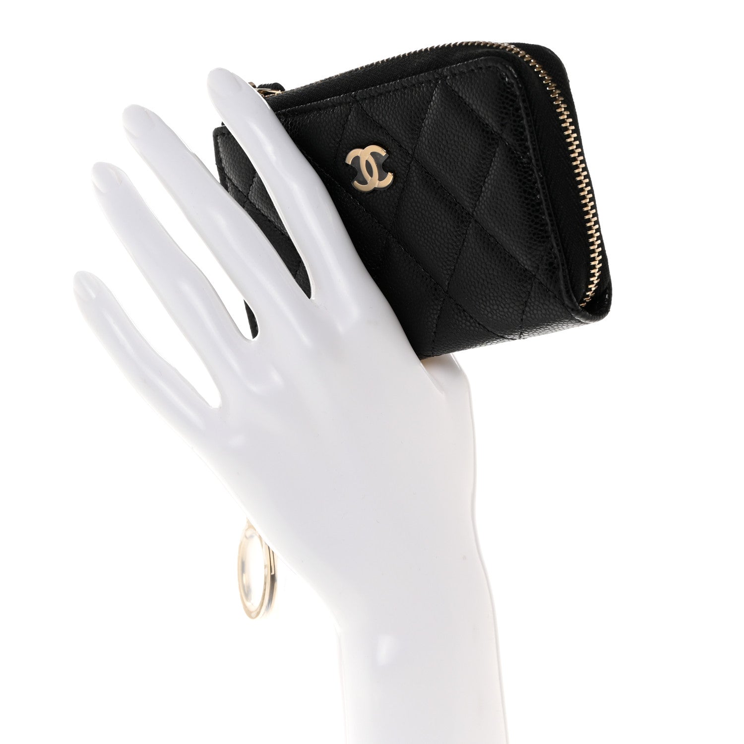 Chanel Caviar Quilted Zipped Key Holder Case Black 2 of 8