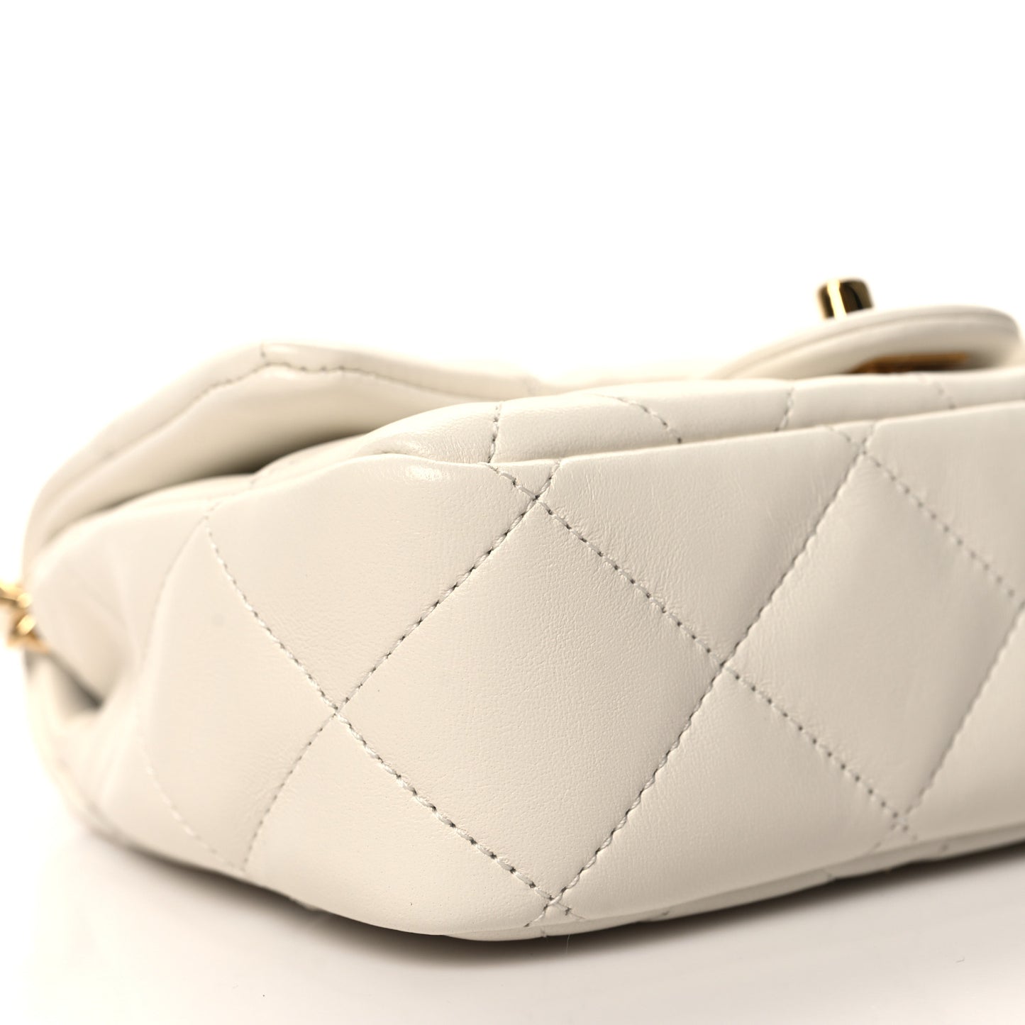 Lambskin Resin Quilted Top Handle Flap White