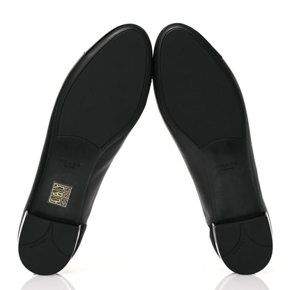 Prada Nappa Vernice Cap Toe Logo Bow Ballerina Flats 40 Black 6 of 14