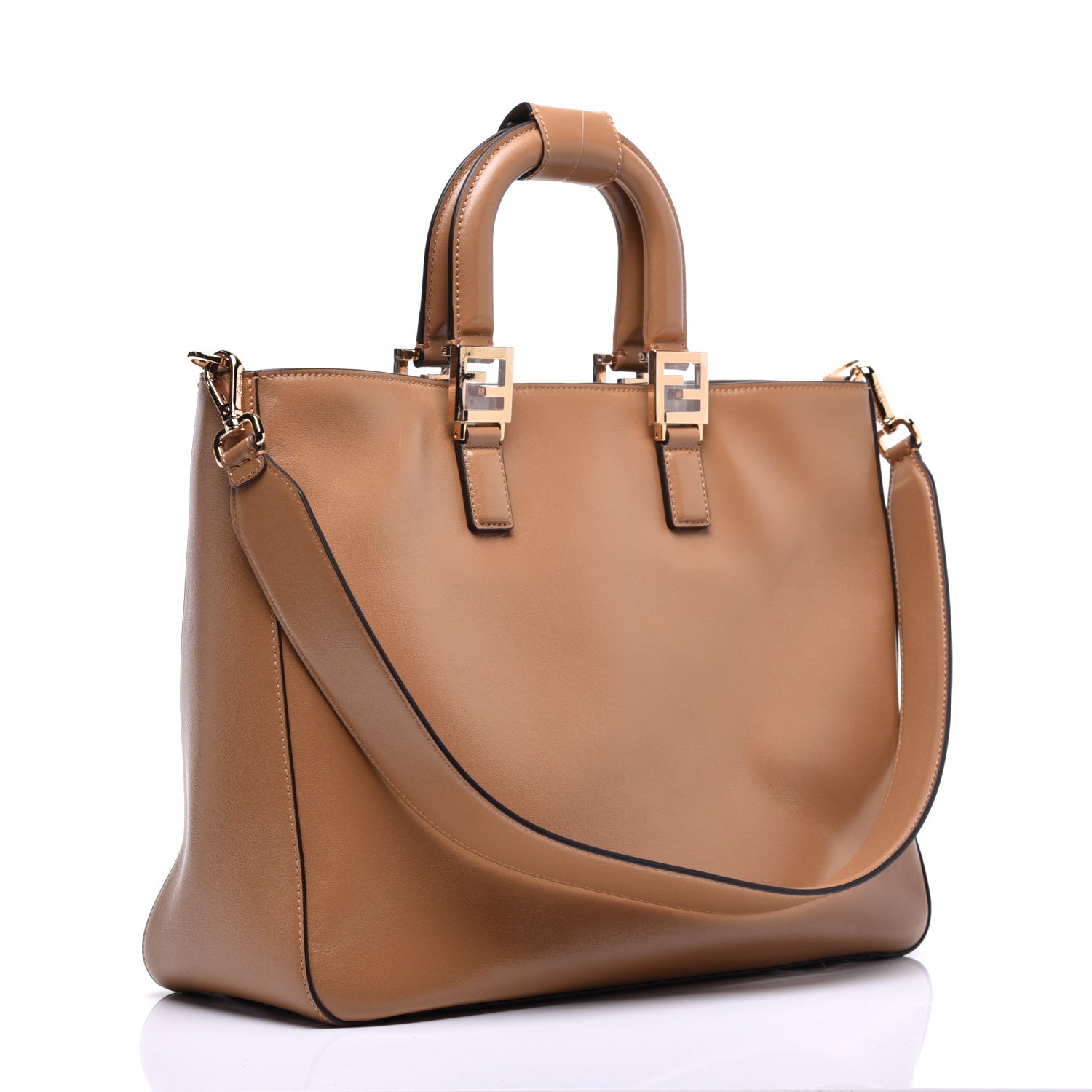 Fendi Vitello Glacier Medium FF Tote Nocciola 4 of 10