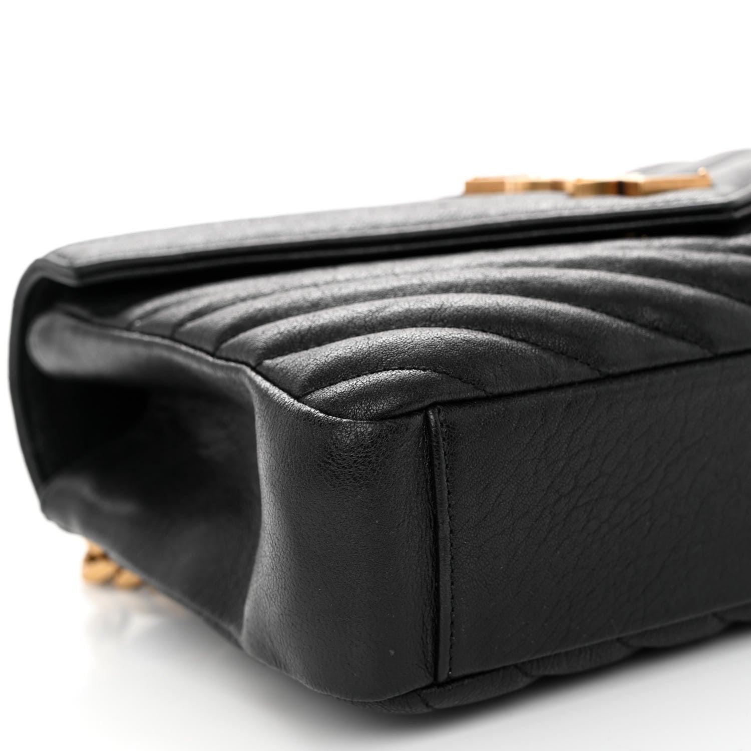 Saint Laurent Sheepskin Matelasse Chevron Monogram Medium College Bag Black 8 of 9