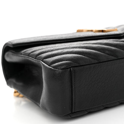 Saint Laurent Sheepskin Matelasse Chevron Monogram Medium College Bag Black 8 of 9