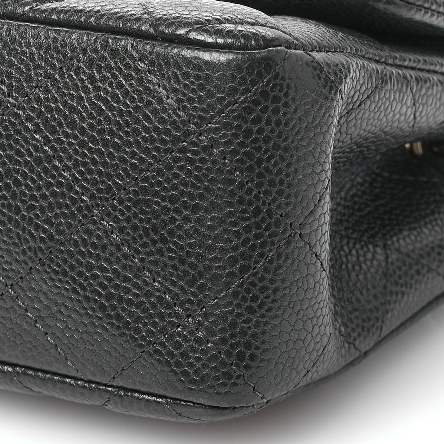 Metallic Caviar Quilted Mini Rectangular Flap Dark Grey