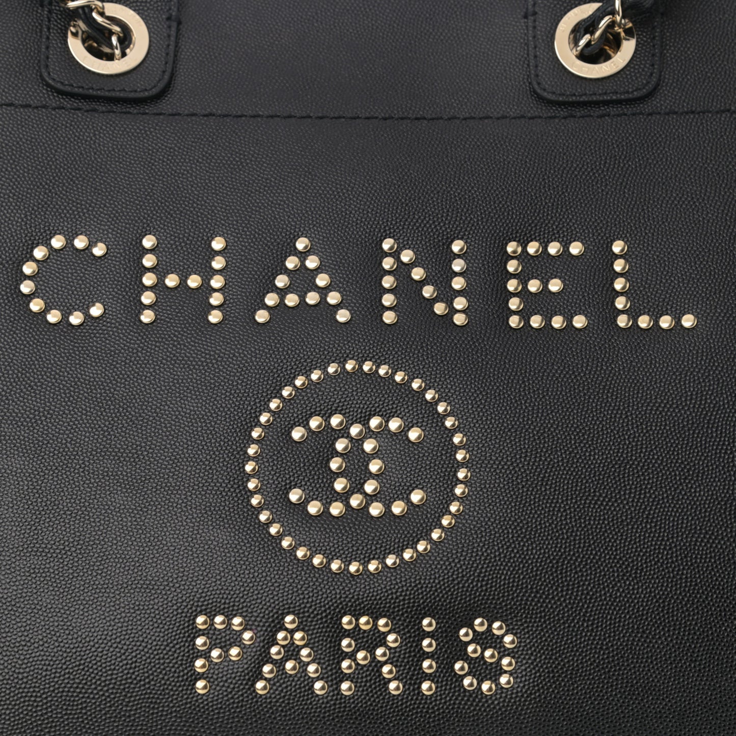 Caviar Medium Studded Deauville Tote Black