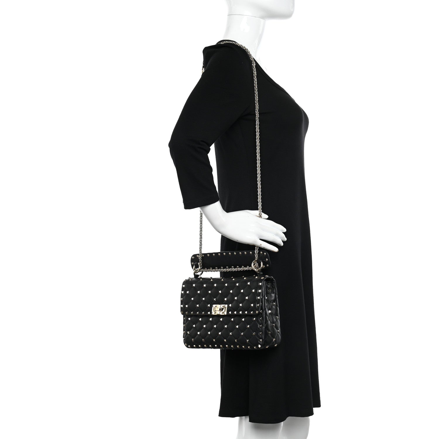 Valentino Garavani Lambskin Medium Rockstud Spike Shoulder Bag Black 2 of 9