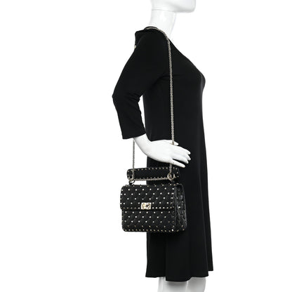 Valentino Garavani Lambskin Medium Rockstud Spike Shoulder Bag Black 2 of 9