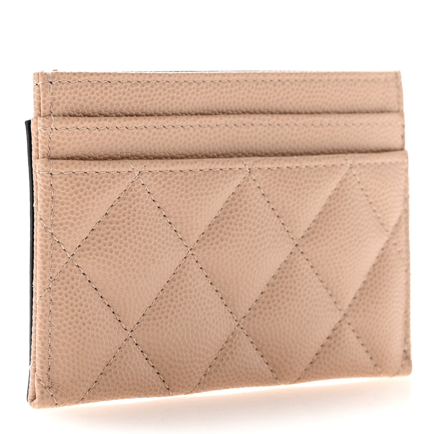 Chanel Caviar Quilted Filigree Card Holder Beige Black 3 of 9