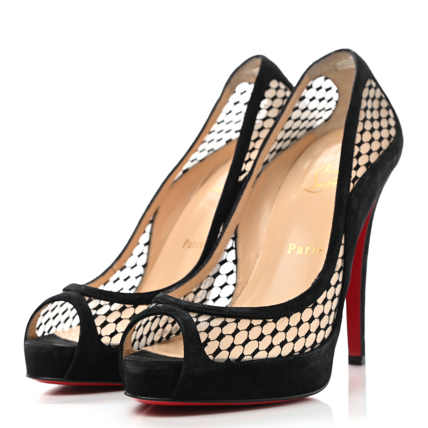 Veau Velours Lace Violette Camilla 120 Peep Toe Pumps 38 Black