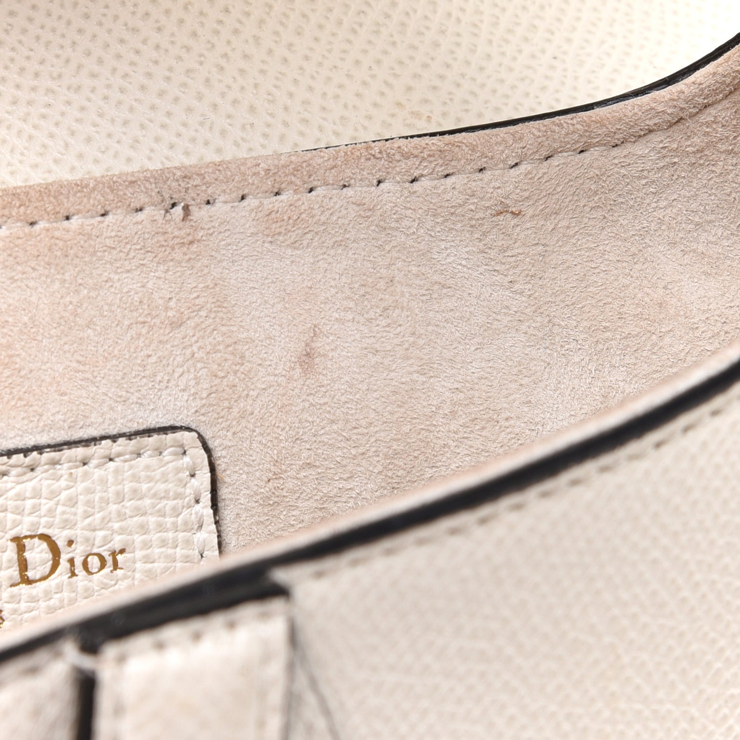 Grained Calfskin Mini Saddle Bag White