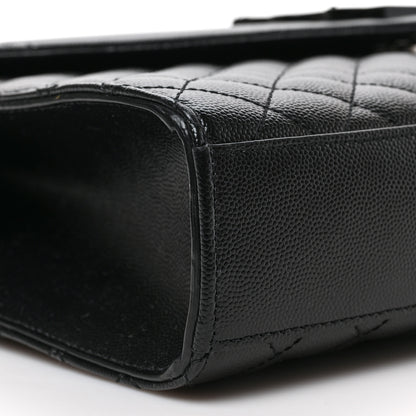 Saint Laurent Grain De Poudre Textured Mixed Matelasse Large Triquilt Monogram Monochrome Satchel Black 7 of 8