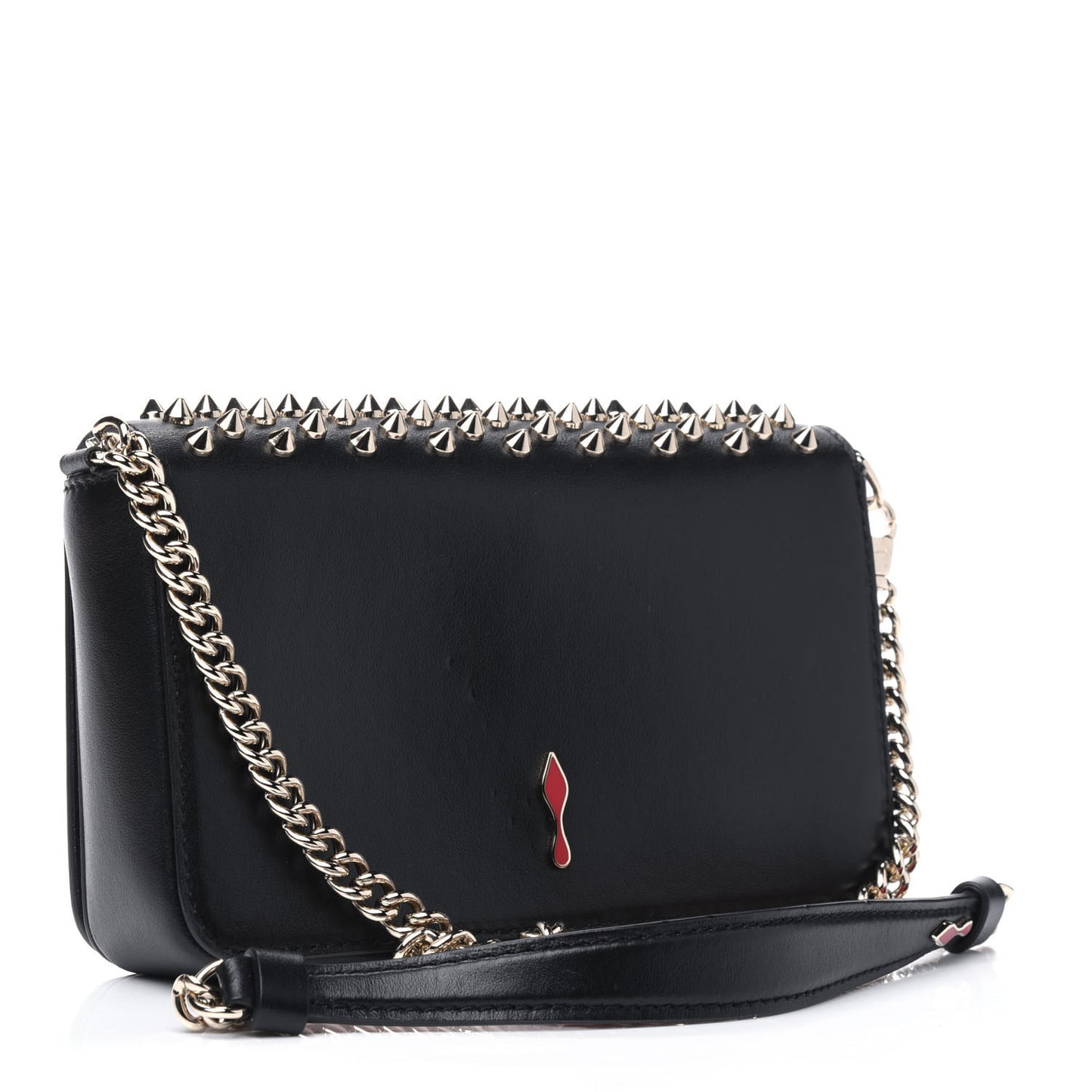Calfskin Spiked Zoompouch Crossbody Black